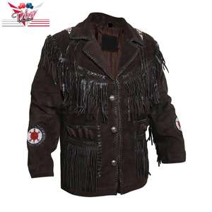 Top Quality in Low Price <b>Men</b> White Western Style Fringes Cowboy <b>Suede</b> Leather <b>Jacket</b> - Product Image 3