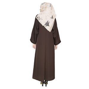 Abaya Color Marrón con Hermosos Bordados de Hojas en la Parte Delantera, Estilo de Uso Diario Musulmán, Estilo de Gran Venta - Product Image 3