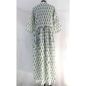 Hecho a mano indio mano bloque impresión damas diseñador vestido de las mujeres de minorías étnicas ropa vestidos de hendidura frontal de botón de Cerrar - Product Image 2