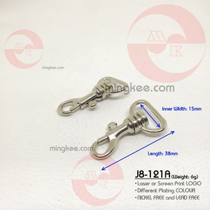 ตะขอเกี่ยวกระเป๋า MING KEE METAL ขนาด 15 มม. ปราศจากสารตะกั่วและนิกเกิล ได้รับการรับรองมาตรฐาน ISO 9001 รับทำโลโก้ตามสั่ง อุปกรณ์เสริมสำหรับกระเป๋าสะพายข้างขนาดเล็ก - Product Image 3