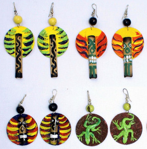 Peintures tribales colorées faites à la main boucles d'oreilles goutte style sud-américain péruvien bijoux de mode en gros - Product Image 1