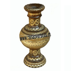 Florero de madera con incrustación de latón, diseño hecho a mano para mesa de sala de estar, centro de mesa - Product Image 3