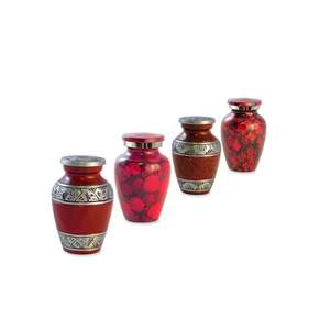 Petites urnes de crémation rouge, lot de quatre, avec boîte cadeau rouge, pour cendres humaines, fournitures de funérailles - Product Image 2