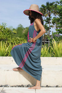 Plage Style été Spaghetti sangle fente latérale avec broderie Sexy femmes Boho robe vacances maillots de bain couvrir longue robe Maxi - Product Image 3