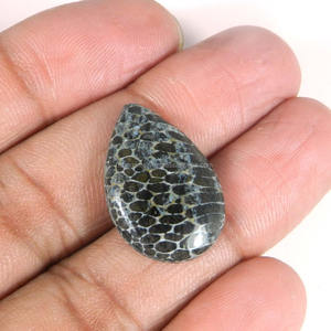 Cabujón de pera negra Natural de 23x16mm 12,40 Cts Piedra preciosa suelta Coral negro para la fabricación de joyas - Product Image 2