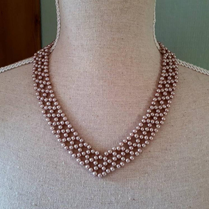 <b>Old</b> Pink laced pearl necklace Handmade Happiness - Product Image 1