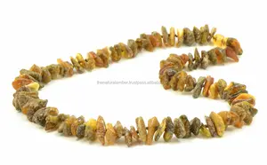 Baltic Amber Halsketten für Erwachsene, echte Baltic Amber Perlen, geknotet, Green Chip Style Perlen, Heilung, entzündung hemmend