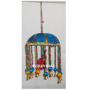 Última Producción de diseño de Navidad puro hecho a mano Zari bordado Color azul Rajasthani adornos de regalo para colgar en la pared para el hogar - Product Image 1