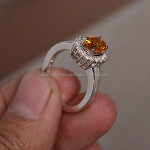 Bagues de grappe de pierres précieuses en argent citrine, bijoux en argent sterling 925 et CZ - Product Image 2