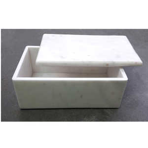 Boîte de rangement rectangulaire en marbre blanc naturel, artisanale, fabriquée à la main en Inde, durable, émaillée, pour la cuisine, à prix abordable - Product Image 1