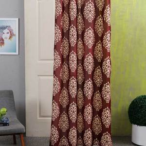 Puerta colgante Floral puerta cortinas impreso rojo y Beige de algodón diseño cortinas - Product Image 2