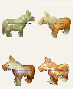 Estatua de burro tallada a mano de piedra de ónix, figurita de Animal de jardín de diseño Natural único para colección - Product Image 1
