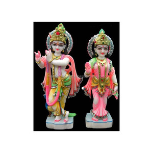 Ídolo Religioso de Radha Krishna en Mármol Pulido - Figura Duradera de Alta Calidad - Product Image 1