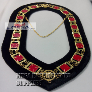 Masonic Regalia Collar de cadena chapado en oro Bordado Cinta de tela de cuero Freemason Costura de punto de cruz Artesanía - Product Image 1