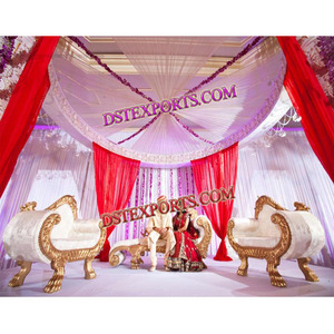 Cinoon — ensemble de meubles dorés de scène de mariage Royal, ensemble élégant de deux places, ensemble de canapé italien asiatique - Product Image 1