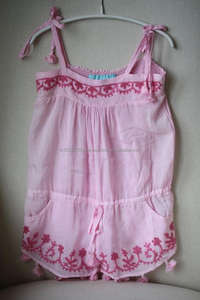 Impresionante Mono de Verano para Niñas, Color Rosa, Bordado, con Dobladillo de Borlas, Mono Corto para Niñas Pequeñas, Ideal para la Playa - Product Image 2