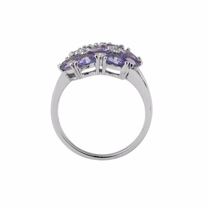 Anillo de tanzanita y Plata de Ley 925, joyería de fiesta de aniversario de boda chapada en rodio con incrustaciones de patrón de número único - Product Image 3