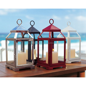 Linterna de vela de metal y cristal decorativa vintage multicolor para decoración interior y exterior conjunto de linterna colgante - Product Image 1