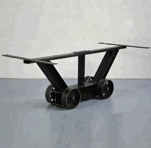 Base de table à manger industrielle vintage sur roulettes, base en métal fer forgé moderne pour meubles de maison, fonction pliable - Product Image 1