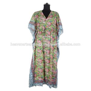 Venta al por mayor de ropa de playa Kimono vestido marroquí Kaftan largo a la venta Kaftan impreso a mano hecho a mano caftán indio Abaya Kaftan - Product Image 2