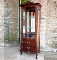 Meuble classique pour salon, vitrine avec 1 porte en verre - Meubles en acajou d'Indonésie