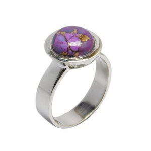Anillo de piedras preciosas turquesa de cobre púrpura hecho a mano joyería de plata de ley 925 anillos Eternity Vermeil joyería al por mayor - Product Image 1
