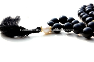 Collar de perlas de ónix negro, 108 cuentas, Mala, cuentas anudadas - Product Image 3