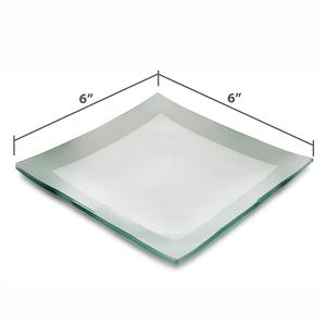 Assiettes à dessert carrées, assiettes <span class=keywords><strong>de</strong></span> fête élégantes, compatibles micro-ondes - Plateau alimentaire en <span class=keywords><strong>verre</strong></span> <span class=keywords><strong>trempé</strong></span> conçu pour le lave-vaisselle - Empilable 6 pouces - Product Image 2