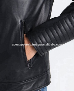 Blouson en cuir de moto, 100% cuir de mouton véritable avec rembourrage, veste et manteaux de moto - Product Image 6