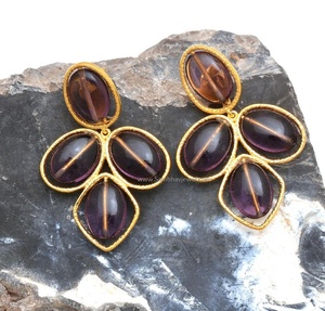 Vente en gros de boucles d'oreilles en argent sterling 925, bijoux fins faits à la main, améthyste violette naturelle, pierre précieuse hydro, pour mariage, fête - Product Image 1