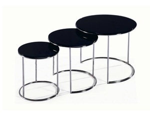 Modern Design <b>Set</b> of 3 Nested <b>Side</b> <b>Tables</b> with Square Top Sturdy Enamel Finished Attractive Color for Home Living Room - Product Image 2