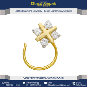 Mejor moda JWELERY Indian 18kt oro amarillo diamante nariz Pin calidad asegurada para compromiso boda o regalo - Product Image 4