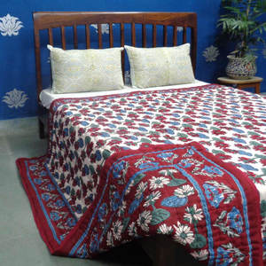 Edredón tamaño Queen hecho a mano de algodón orgánico ecológico con estampado de loto Reversible - Product Image 5