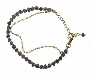 Pulsera de GEMA con cuentas facetadas de tanzanita Natural, Plata de Ley 925 sólida chapada en oro - Product Image 1