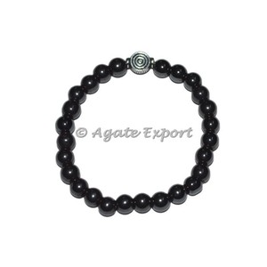 Gemstone Pure Black Onyx <b>Bracelets</b> with ChokoReiki <b>Charm</b> - Product Image 1