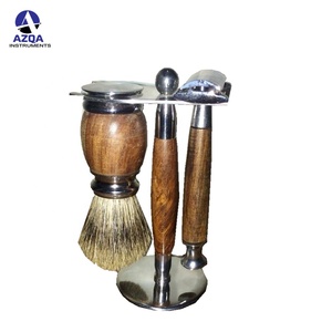 Soporte de Afeitado de Acero Inoxidable de Alta Calidad, Maquinilla de Afeitar de Seguridad con Mango de Madera y Juego de Brocha de Afeitar para Barbería y Uso Doméstico - Product Image 4