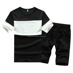 ชุดวอร์ม2024ใหม่ชุดกีฬาฤดูร้อนสำหรับผู้ชายกางเกงขาสั้นแขนสั้นสีพื้นชุดกีฬา - Product Image 1