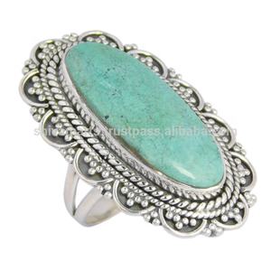 Anillos Eternity Vermeil hechos a mano al por mayor, joyería de plata 925, forma ovalada, anillo de piedras preciosas turquesa de Color azul para mujer - Product Image 2
