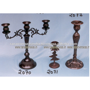 Three Arm Brass Candelabra in Antique <b>Copper</b> Plated for Christmas and Dining <b>Table</b> Decoration - Product Image 3