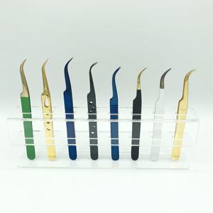 Cils individuels en acier inoxydable durables pince à épiler d'extension de cils classique hybride isolation semi-incurvée pointue privé - Product Image 2