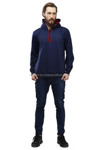Venta al por mayor de personalización profesional de alta calidad de la ropa de los hombres sudaderas con capucha de colección azul oscuro bolsillos delanteros - Product Image 5