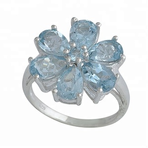 Gorgeous Blue Topaz Prong Set 925 Sterling Silver Ring Jewelry - Product Image 2