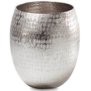 Vente en gros de vases et pots à fleurs de décoration de table Vases à fleurs martelés en métal couleur argent de designer moderne au prix le plus bas - Product Image 1