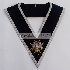 ปลอกคอเครื่องราชกกุธภัณฑ์สำหรับพิธีเฟรนช์ไรท์ขนาด32องศาผ้าริบบิ้นผ้าฝ้ายปักครอสติชสำหรับงานพิธีศิลปะมาโซนิก - Product Image 1