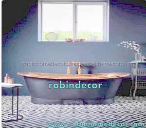 Baignoire en cuivre antique utile avec égouttoir Accessoire de bain agréable pour le trempage - Product Image 2