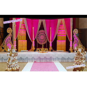 Ensemble de scène de mariage traditionnel indien du sud à la mode décoration de scène en fibre merveilleuse pour les événements de mariage - Product Image 1