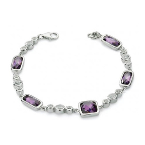 Bracelet en améthyste naturelle pour femmes, bijoux en argent sterling de haute qualité, ensemble de pierres précieuses lunette fine, fabrication de bijoux - Product Image 1
