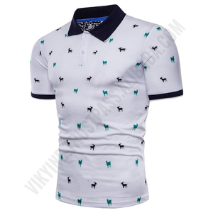 Polo de algodón con logotipo personalizado para hombre, camiseta informal de manga corta con cuello vuelto - Product Image 2