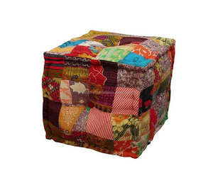 Tabouret brodé à la main, fourre-tout style Vintage - Product Image 1