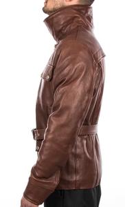 Veste en cuir décontractée pour hommes, mode urbaine, manches longues souples avec coupe flexible, respirante, tenue élégante pour l'hiver - Product Image 3